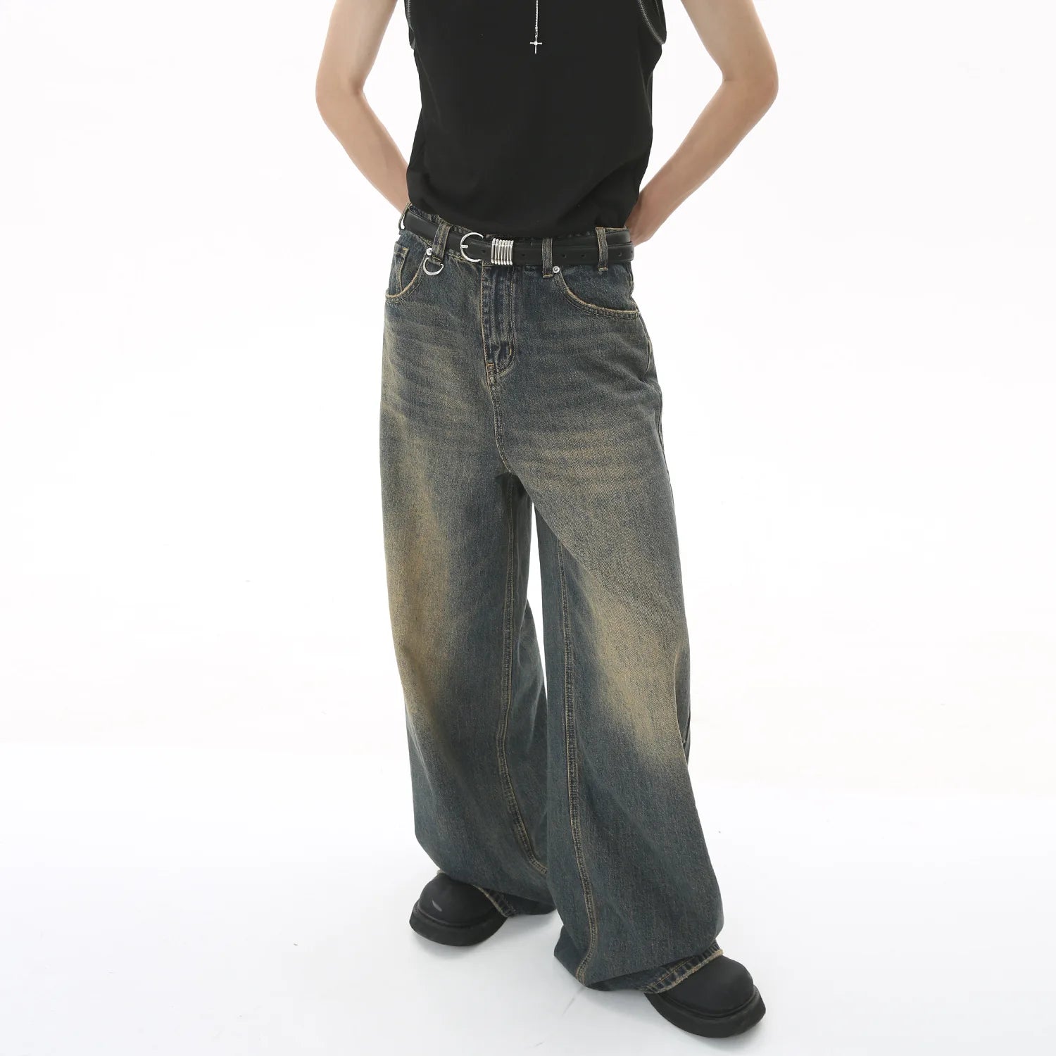 New Retro Loose Custom Mens Pants Add LOGO Mens Baggy Jeans Men Trousers Jeans