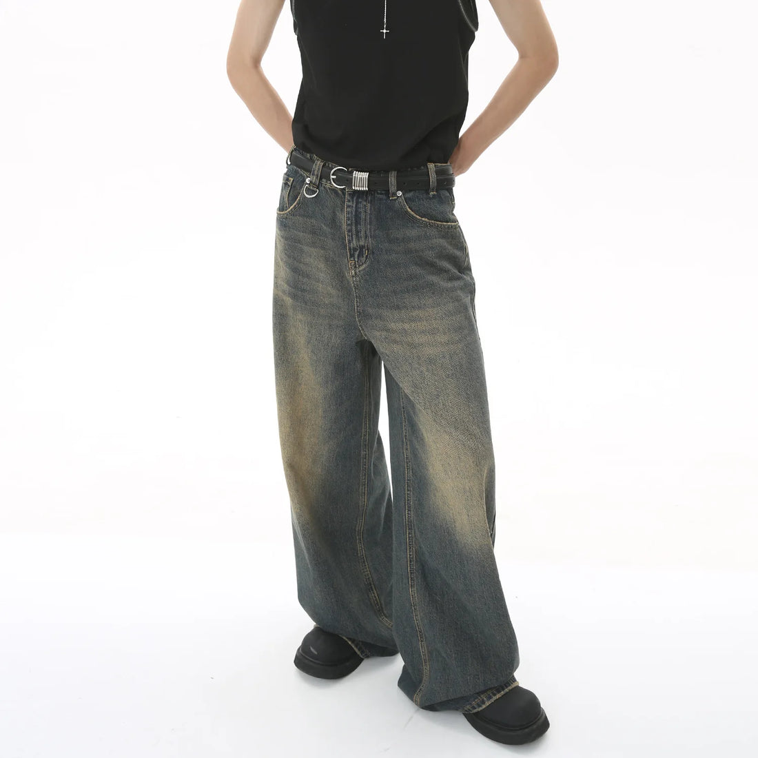 New Retro Loose Custom Mens Pants Add LOGO Mens Baggy Jeans Men Trousers Jeans
