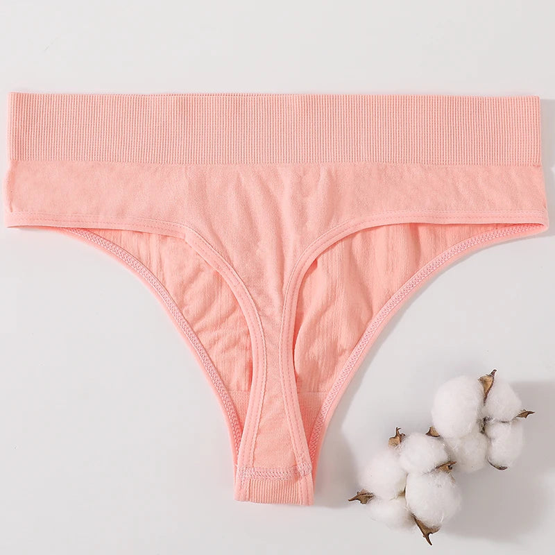 1PC/2PCS Women High Waist Panties Thongs High-Leg Cut Panty Ladies Daily & Fitness Underpant Seamless Underwear Panties M-XL