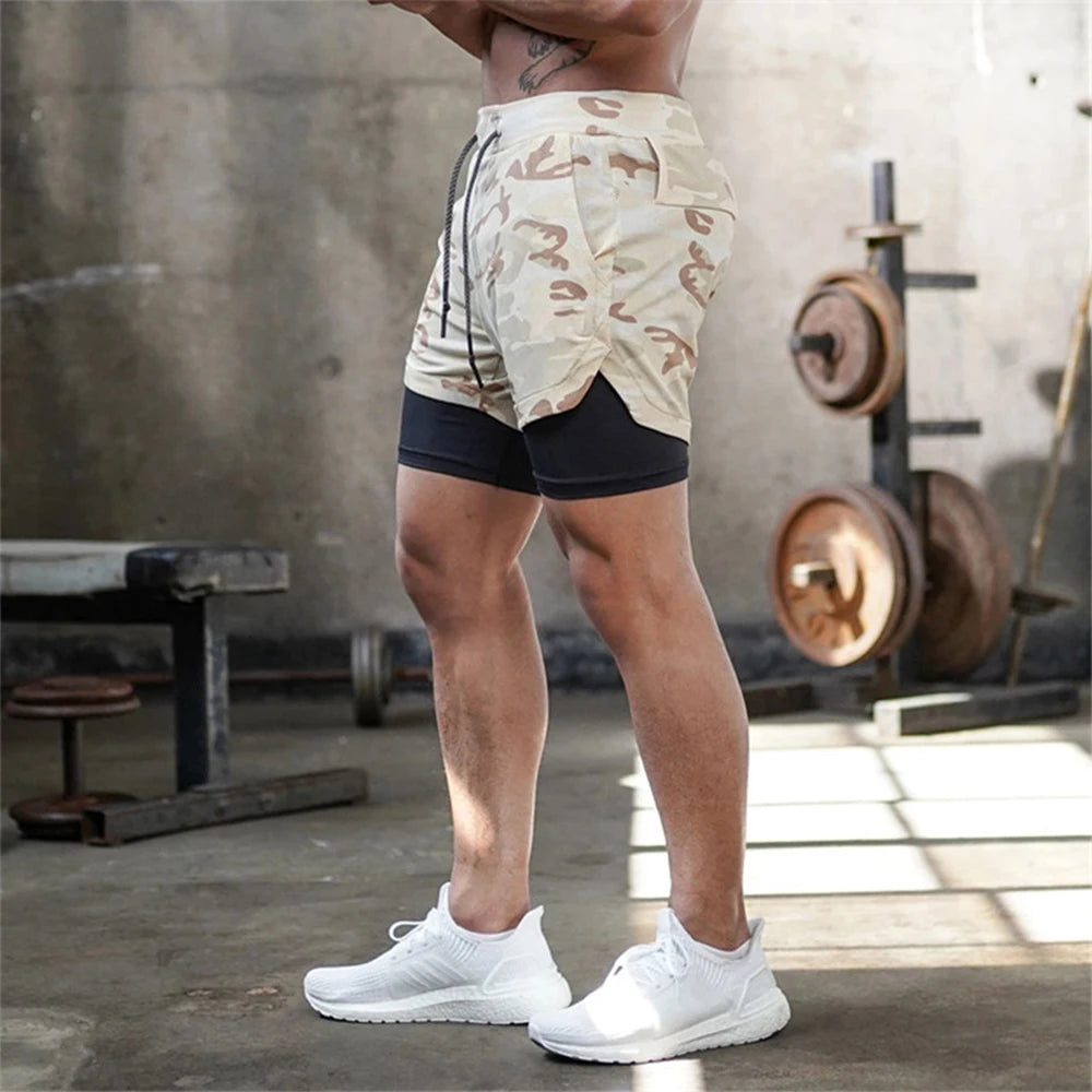 2026 Summer Running Shorts Men 2 in 1 Sports Jogging Fitness Shorts Training Quick Dry Mens Gym Men Shorts Sport gym Short Pants
