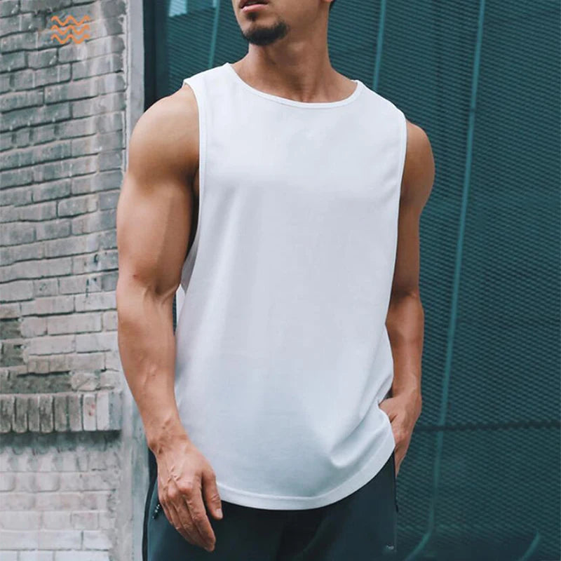 Plain Gym Clothing Mens Bodybuilding Stringer Tank Top Mesh Sleeveless Vest Sweatshirt Fitness Workout Sportswear Tanktop Male