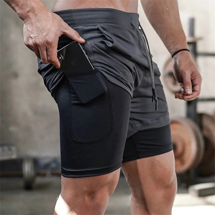 2026 Summer Running Shorts Men 2 in 1 Sports Jogging Fitness Shorts Training Quick Dry Mens Gym Men Shorts Sport gym Short Pants