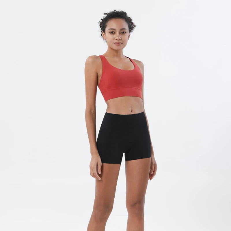 SOISOU Gym Womens Clothing Shorts Sets Yoga Women's Tracksuit Sexy Bra High Waist Short Sportwear Elastic Set Woman 2 Pieces - ATFH