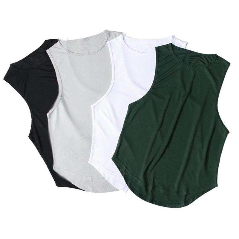 Plain Gym Clothing Mens Bodybuilding Stringer Tank Top Mesh Sleeveless Vest Sweatshirt Fitness Workout Sportswear Tanktop Male