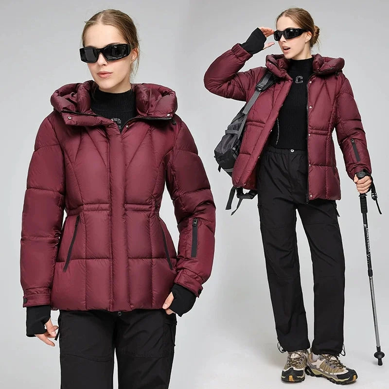 2025 Outdoor Sports Women's Winter Cotton-padded Jacket Hooded Parkas Windproof Coats Thicken Warm Slim Outerwear Casual Coats ATFH
