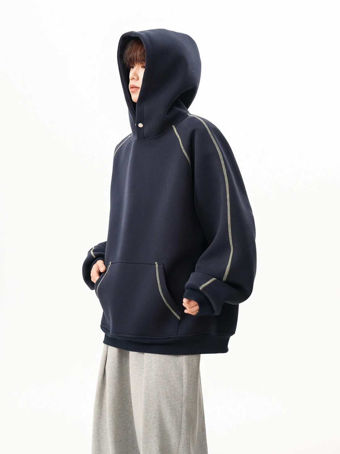 Mens With Hat Hoodies One Piece Cold Weather Lambswool Thermal Layer Thickened Fleece Interior Warm Protection Practical Fashion - ATFH