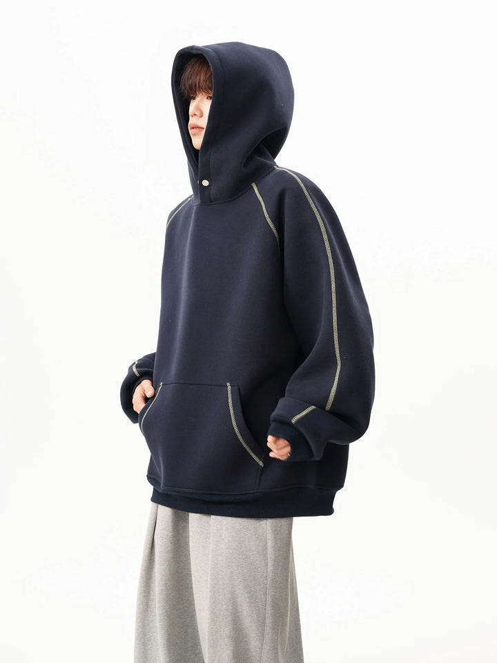 Mens With Hat Hoodies One Piece Cold Weather Lambswool Thermal Layer Thickened Fleece Interior Warm Protection Practical Fashion - ATFH