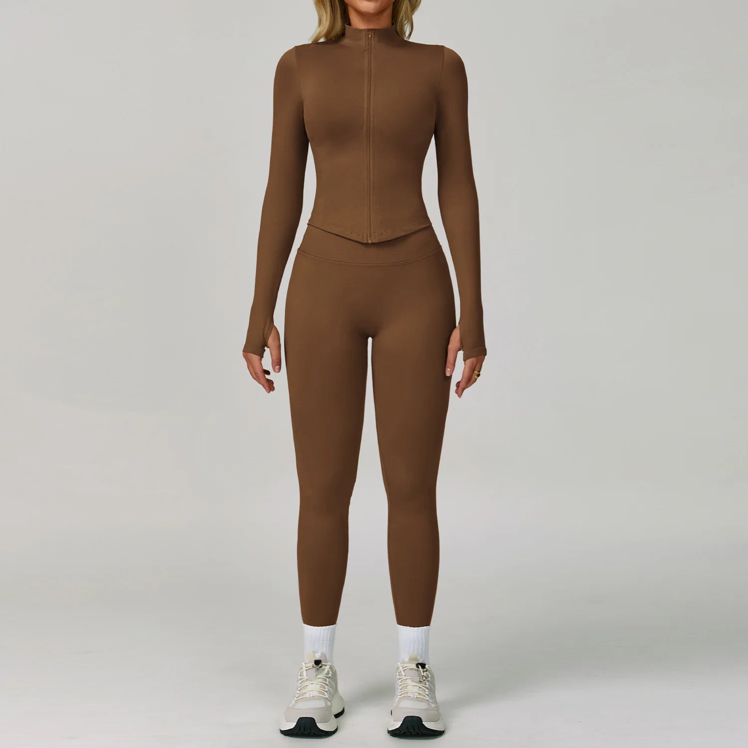 Seamless Yoga Suit 2PCS Sports Set Women Tracksuit Gym Running Workout Clothes Sports Long Sleeve Athletic Wear Yoga Clothing - ATFH