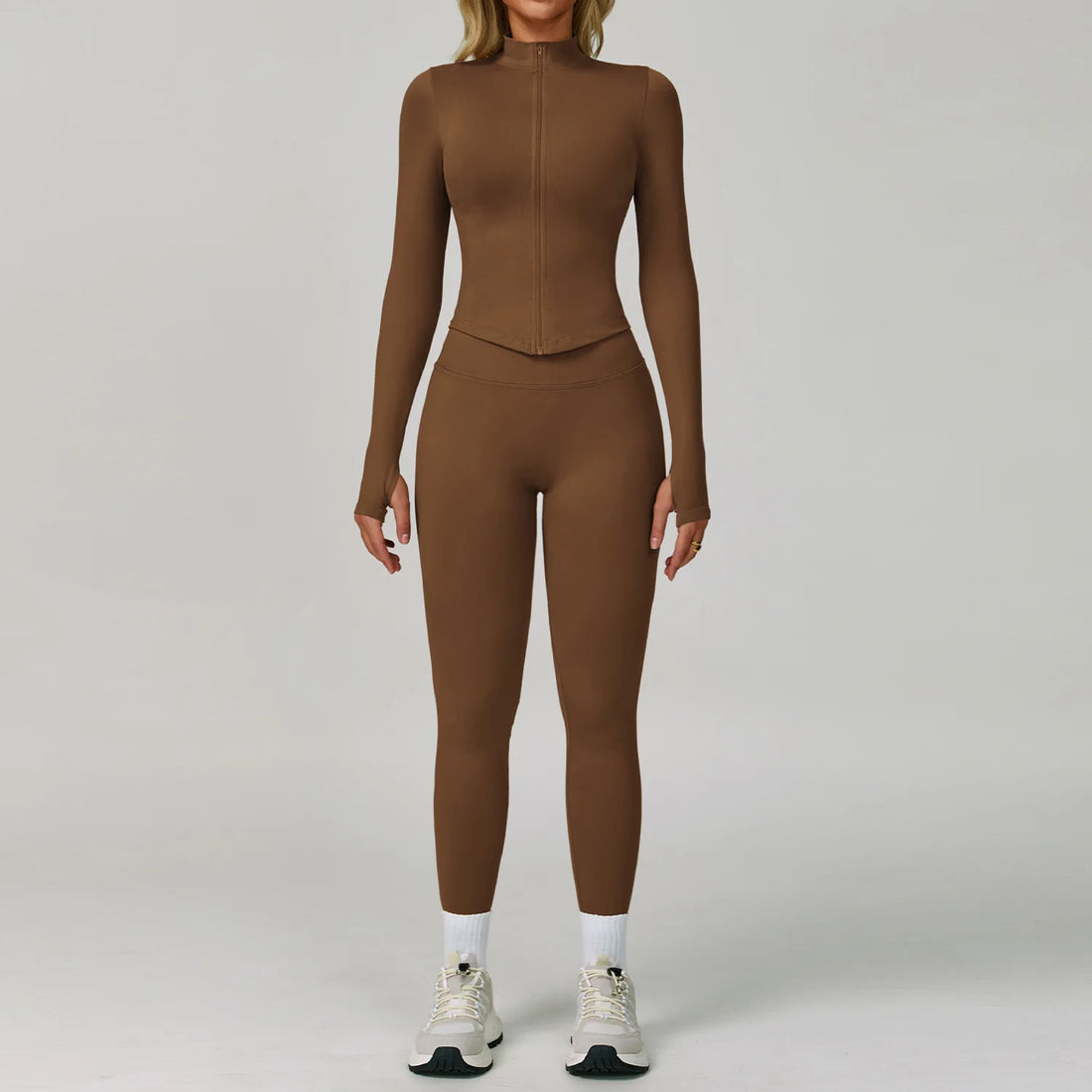 Seamless Yoga Suit 2PCS Sports Set Women Tracksuit Gym Running Workout Clothes Sports Long Sleeve Athletic Wear Yoga Clothing - ATFH