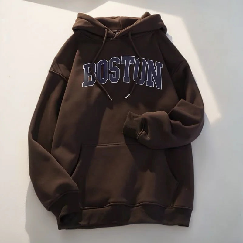 Hooded Hoodies Winter Clothes Woman Sherpa Abstract Lettering Youthwear Ribbed Hem Autunm Reducing Age Washable Apparel Abstract - ATFH