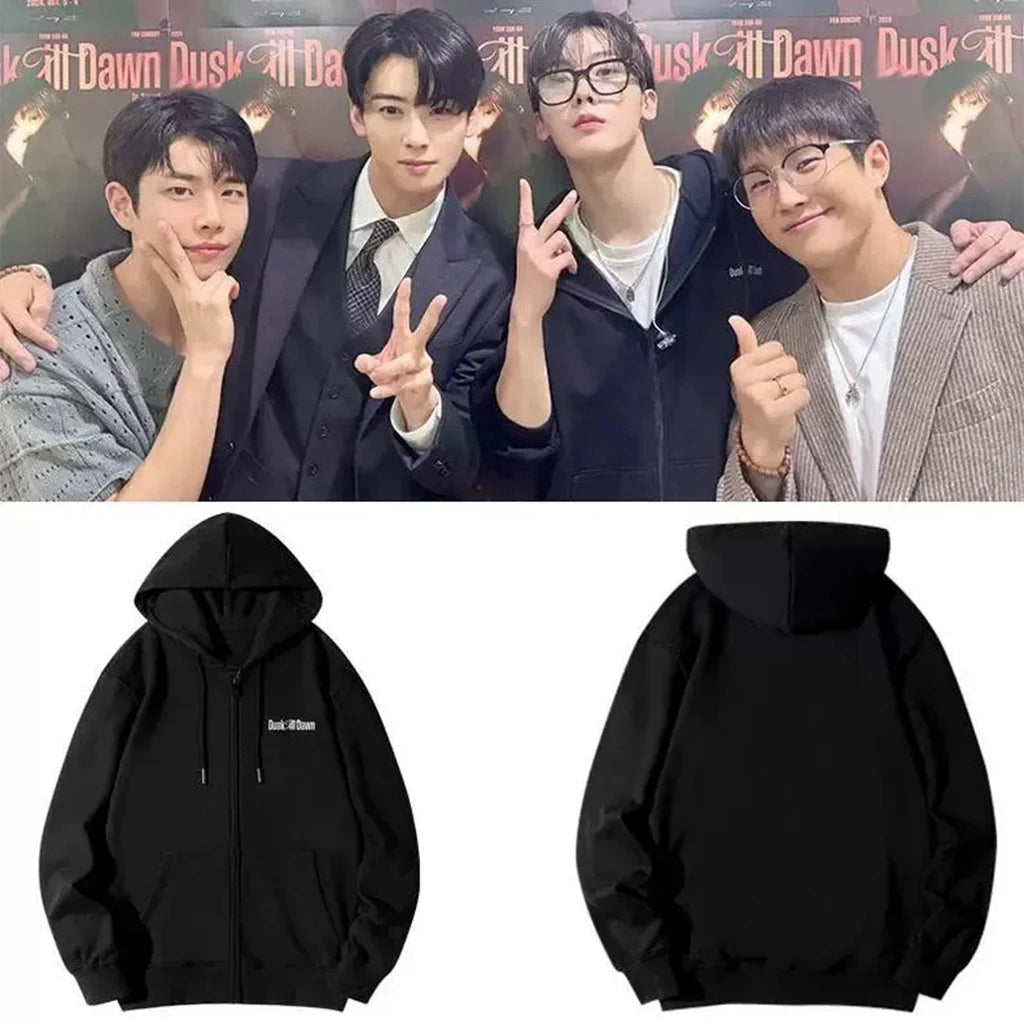 2025 K-pop Hoodie Style DuskTillDawn BLACK Hooded Sweatshirt Fan Support Wish Letter Printe Wear - ATFH