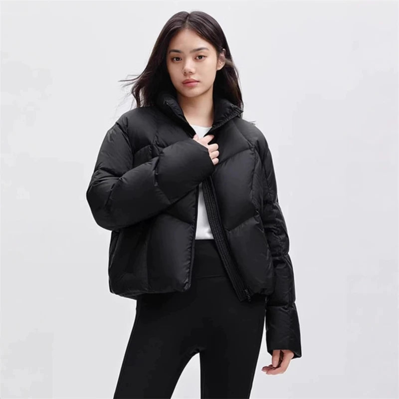 Winter Down Cotton Coat Women Stand Collar Solid Loose Padded Jacket Puffer Parkas Casual Female Bomber Thicken Warm Outwea ATFH