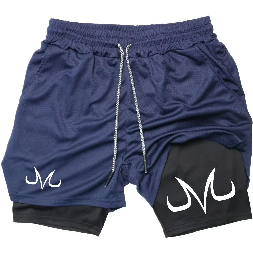 Toji Anime Printed Men's GYM Casual Sports Shorts 2-in-1 Mesh Workout Running Short Pants