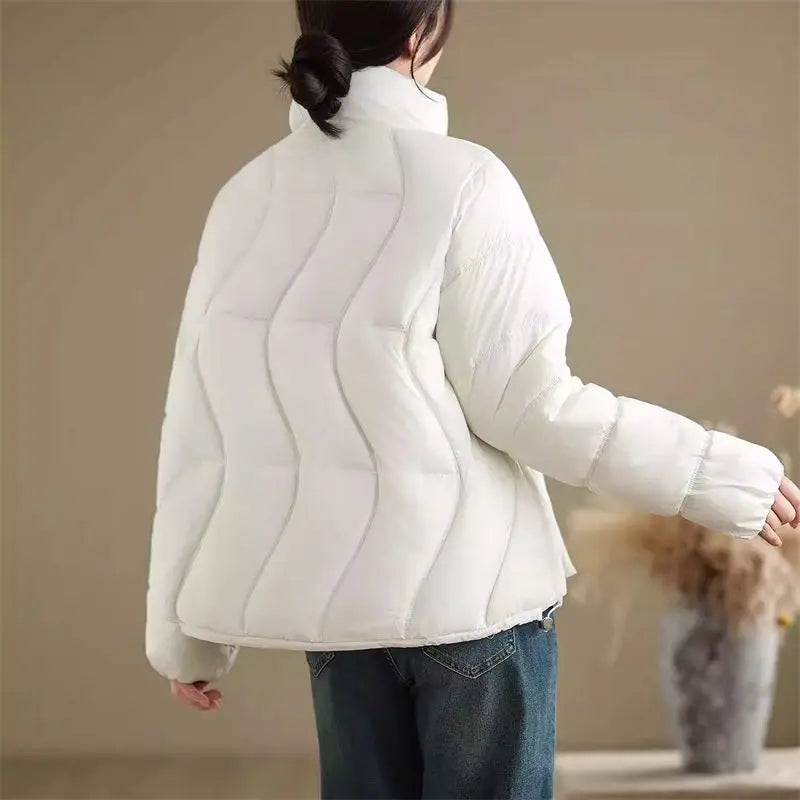 Fashion Large Size Winter Jacket New Down Cotton Coat Women's Short Style Stand Up Collar Loose Casual Outerwear A300 ATFH