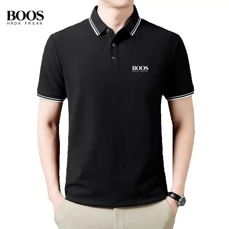 Summer men's high-quality embroidered logo short sleeved polo shirt, new fashionable and casual breathable T-shirt top