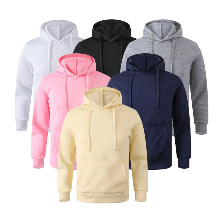 Men's and Women's Warm Sweatshirt Casual Solid Color Streetwear Pullovers Sport Fitness Pocket Hoodies Multi Color - ATFH