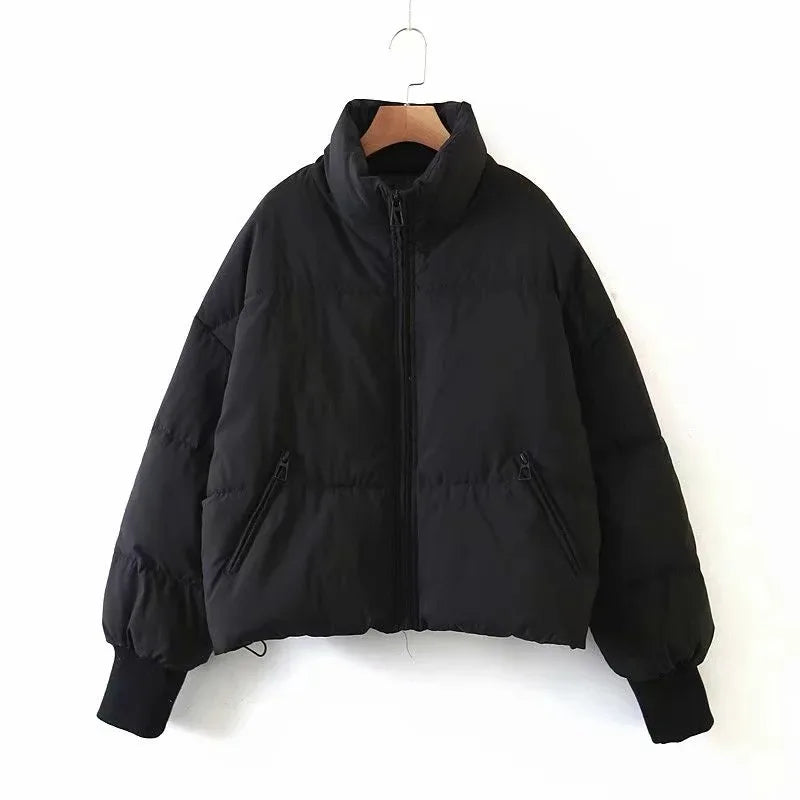 2025 New Women High Neck Short Down Cotton Padded Jacket Loose Slim Warm Puffer Coat Multi Color Options Fashion Versatile ATFH