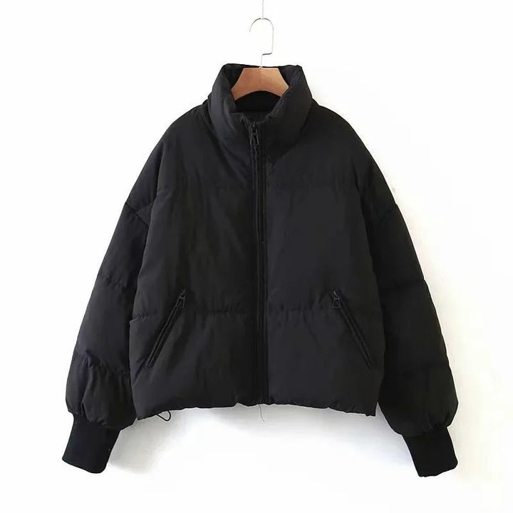 2025 New Women High Neck Short Down Cotton Padded Jacket Loose Slim Warm Puffer Coat Multi Color Options Fashion Versatile ATFH
