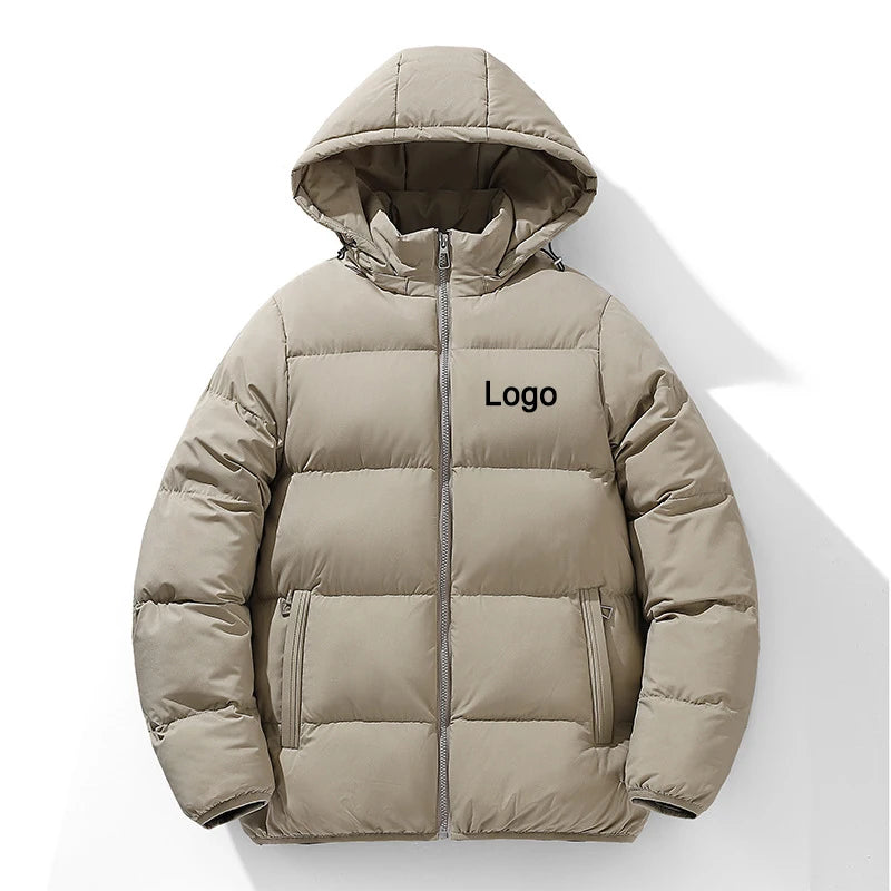 Customized Winter Down Jacket Men Fashion Personality Loose Thicked Keep Warm Zipper Jacket Women Hooded Coats Outerwear