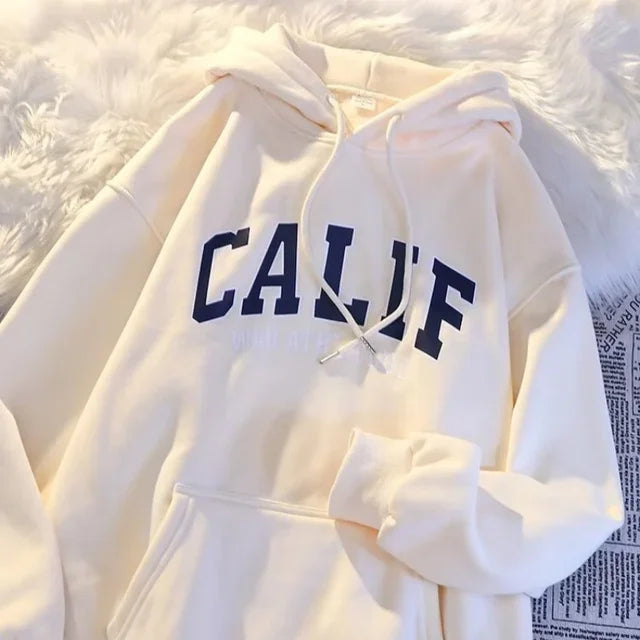 Women Hoodies Oversized Drop shoulder Fashion Loose Fleece Autumn Winter Printed Letter Pullover Aesthetic Sweatshirts 2025 New - ATFH