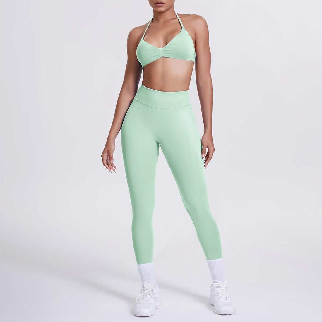 Women 2pcs Patchwork Sport Yoga Suit Training Sleeveless Sport Gym Tops Tummy Control Slimming Booty Leggings Yoga Suit Sports - ATFH