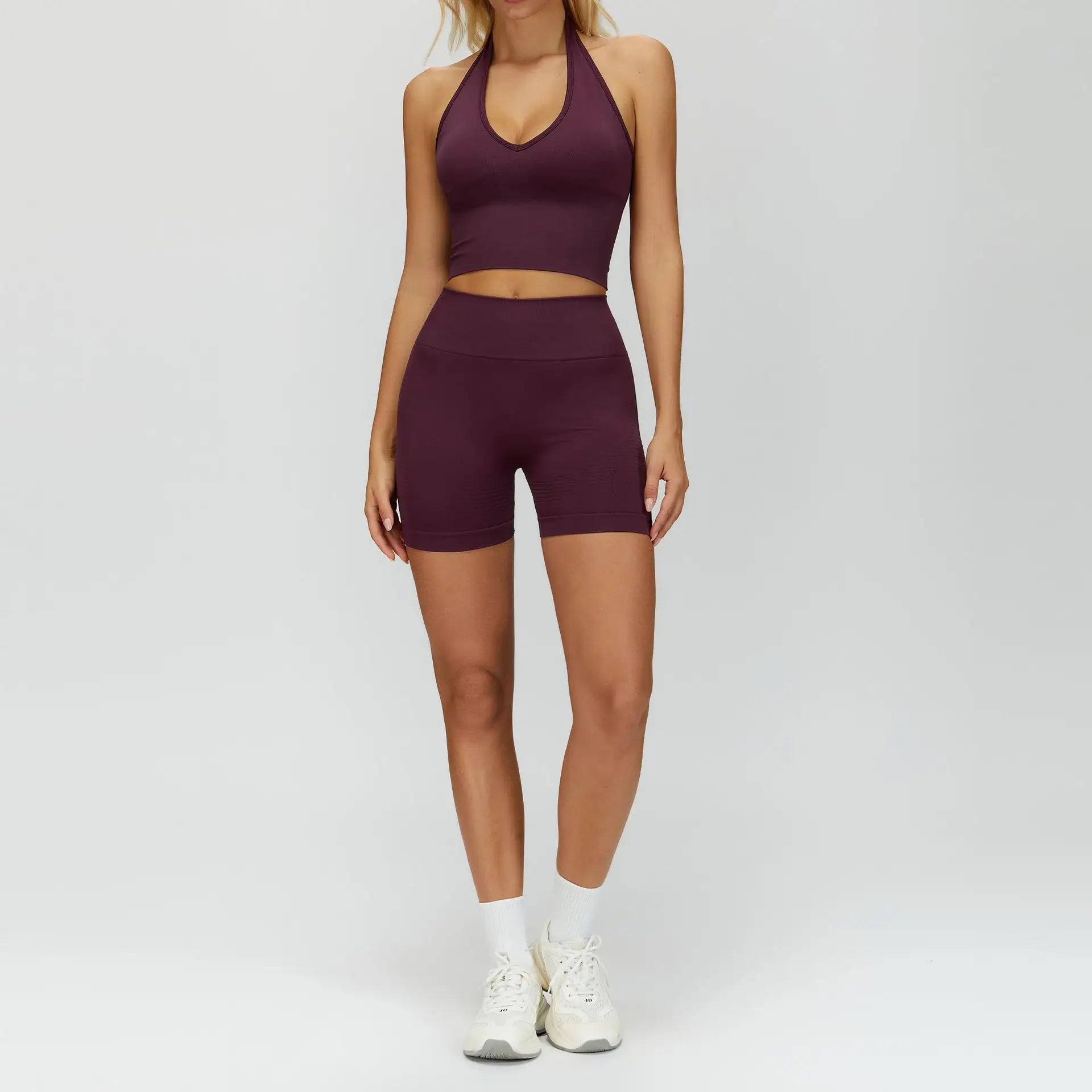 Seamless 2Pcs Yoga Pants Set Women Gym High Waisted High Support Fitness Leggings Push Up Seamless Edging Fitness Sports Bra ﻿ - ATFH