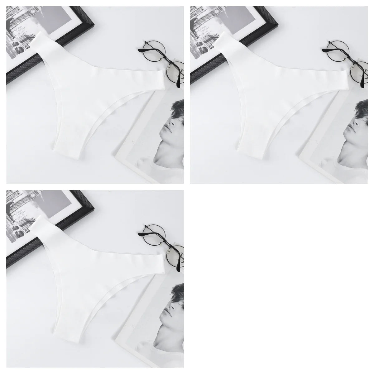 3Pcs/Set Women Ice Silk Panties V-Waist Low Rise Briefs Seamless Underwear Female Quick-Drying Underpants Sexy Lingerie S-L