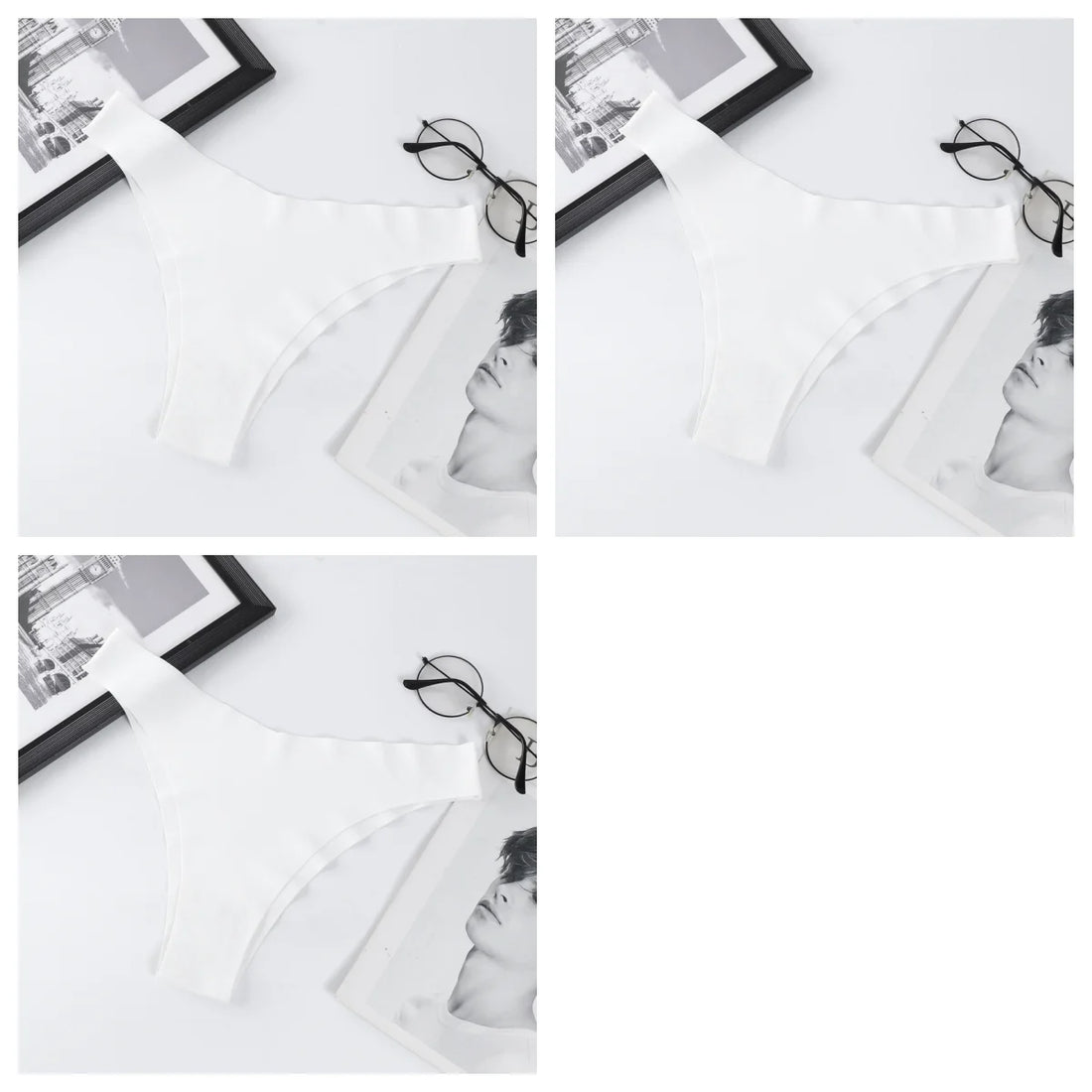 3Pcs/Set Women Ice Silk Panties V-Waist Low Rise Briefs Seamless Underwear Female Quick-Drying Underpants Sexy Lingerie S-L