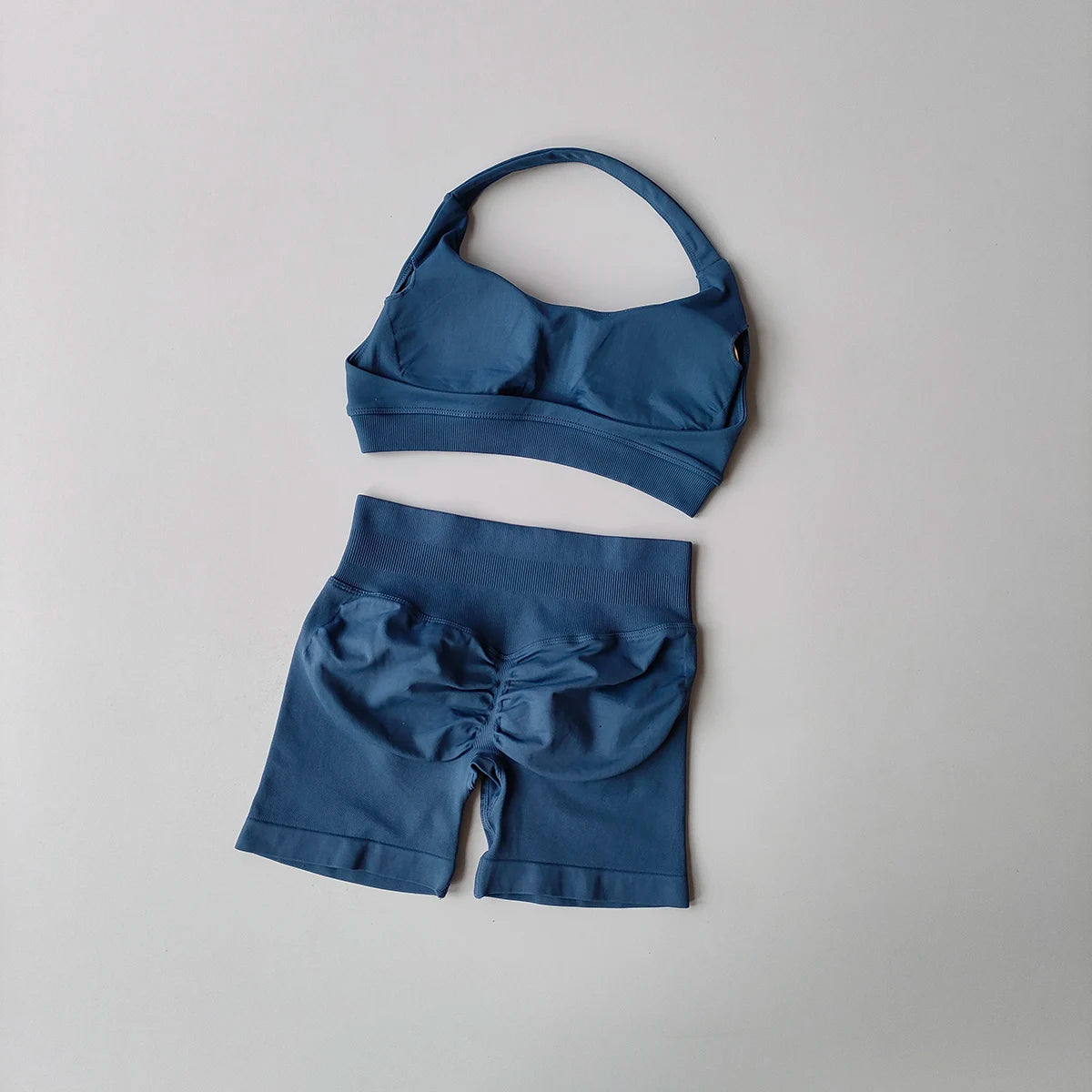 2 Pieces Yoga Suit for Women Seamless Fitness Gym Clothes Halter Sports Bra Matching Impact Shorts Workout Sets Gym Outfit - ATFH