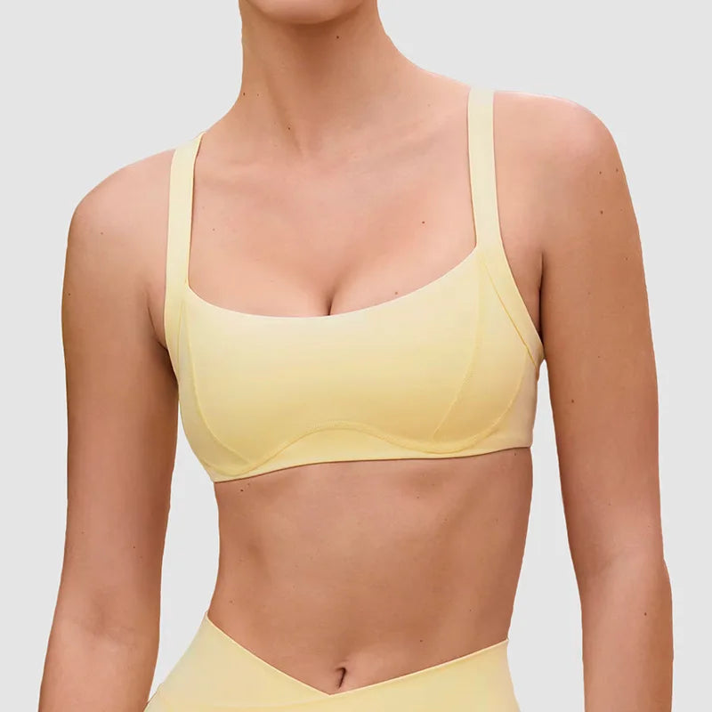 High Elastic Nude Feeling Breathable Elastic Cross Waist Three-point Shorts Suspender Beautiful Back Sports Underwear Yoga Suit - ATFH