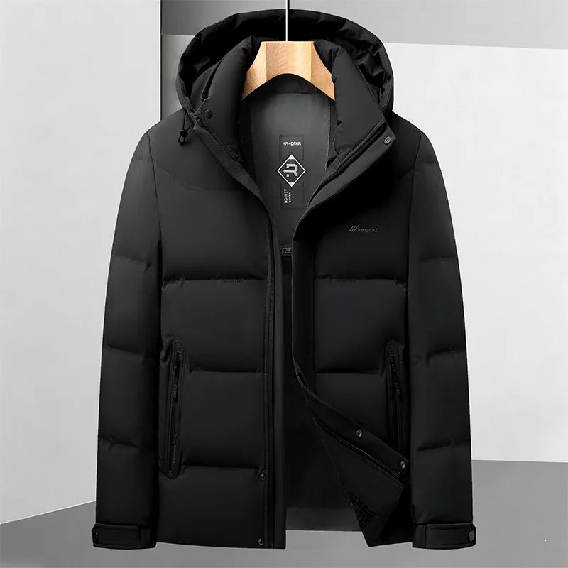 New Arrival Men's Down Jacket Winter Detachable Hat Zipper Version, Youth Business Casual Warm Down Thick Plus Size M-3XL 4XL
