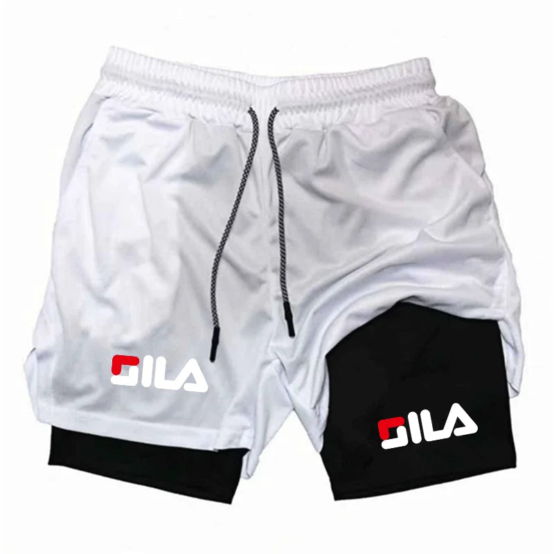 Men's hot selling 2-in-1 double-layer shorts, quick drying gym running training compression sports breathable shorts