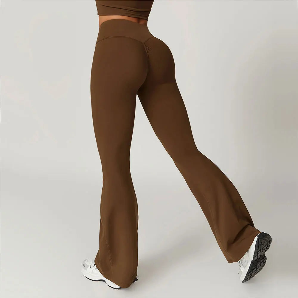 Flare Leggings Yoga Pants Women Bell-bottoms Yoga Tights High Waist Fitness Pants Stretch Gym Workout Sports Push Up Leggings ATFH