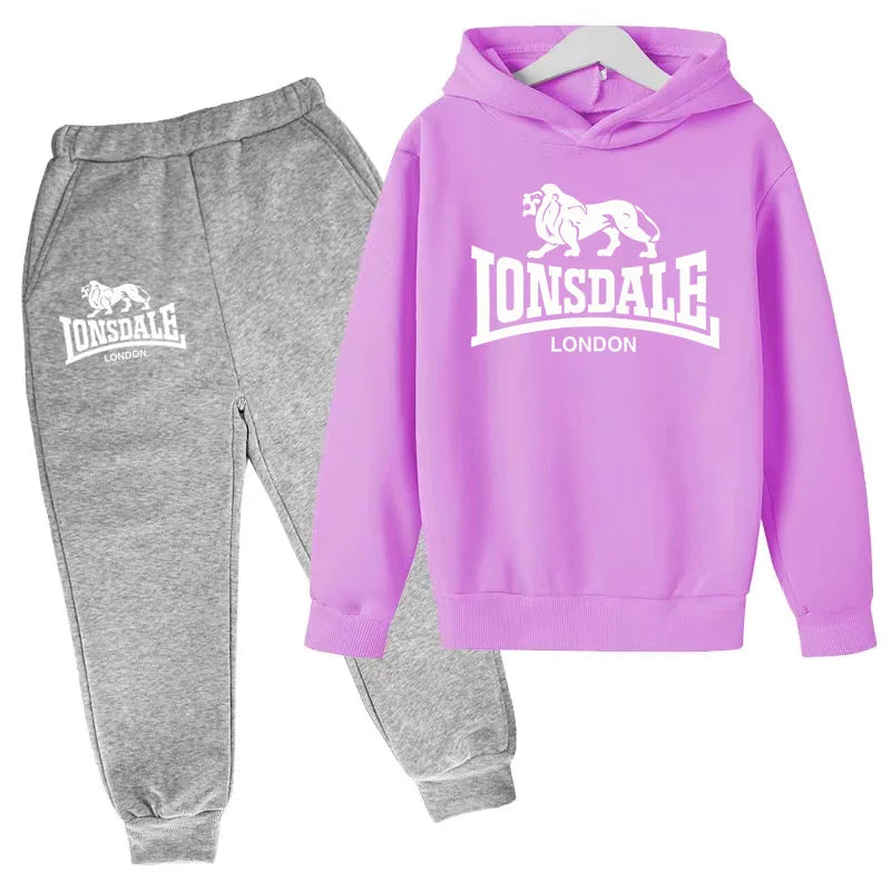Kids Fashion Hoodie Boys Lion Print Tracksuit Girls Toddler Coat 3-12Y Top+pants 2P Clothing Charming Casual Sports Jogging Set - ATFH