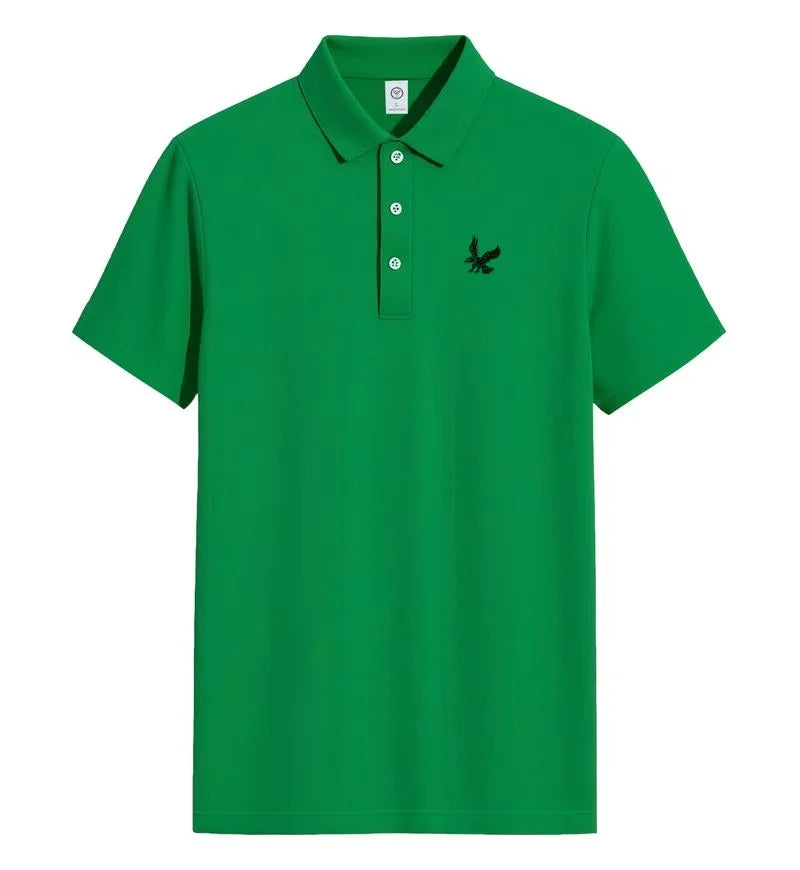 Men's fashionable high-end collar short sleeved T-shirt breathable polo shirt summer business trend T-shirt top