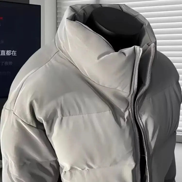 2026 Fashion Cotton Padded Coat for Men Winter Cropped Stand Collar Puffer Jackets Male Long Sleeve Thick Warm Overcoats F285