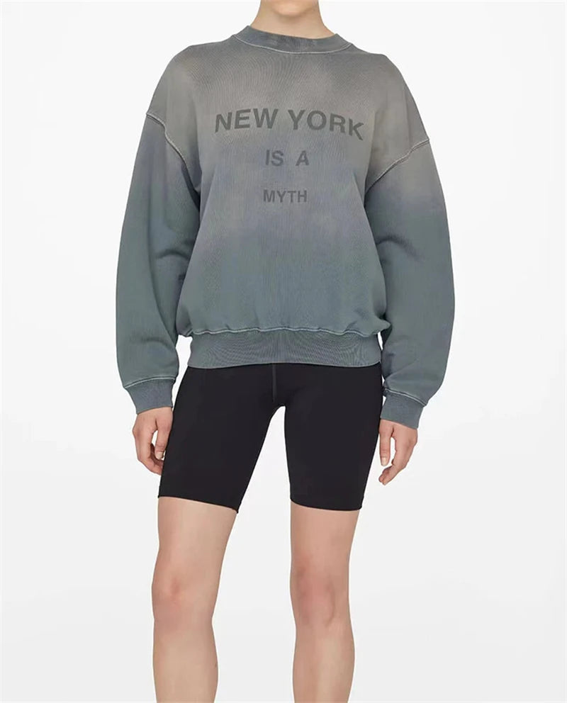 New North America Style Women Sweatshirt Paris Round Neck long Sleeve Spring Autumn Sweatshirt Female New 100% Cotton Women Tops - ATFH