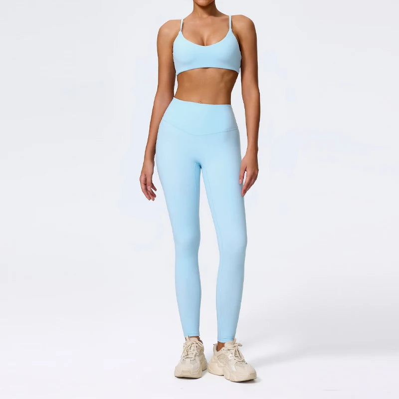 Ctenkevet Summer Women 2Pcs Sleeveless Sports Set Female Gym Two-piece Yoga Set High Waist Breathable legging Sportswear Women - ATFH