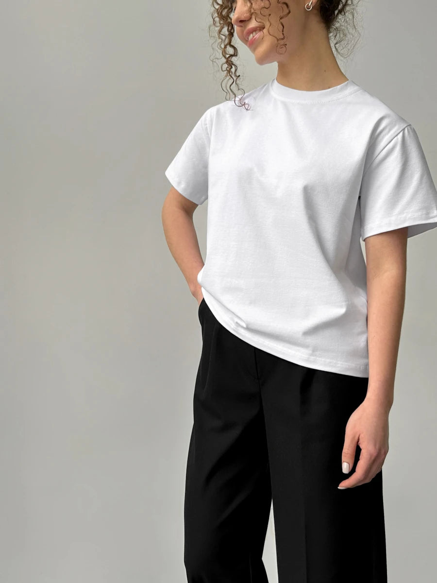 Hirsionsan Basic Cotton T Shirt Women 2026 Summer New Loose Solid Tees 19 Color Casual Loose Tshirt Oversized O Neck Female Tops - ATFH