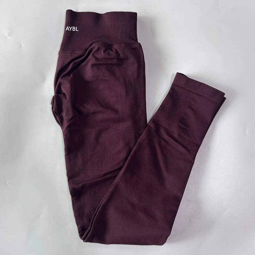 New Gym Leggings Women Seamless Yoga Pants High Waist Low Ribbed Band Fitness Leggings Fitness Sweat Wicking Workout Tights - ATFH