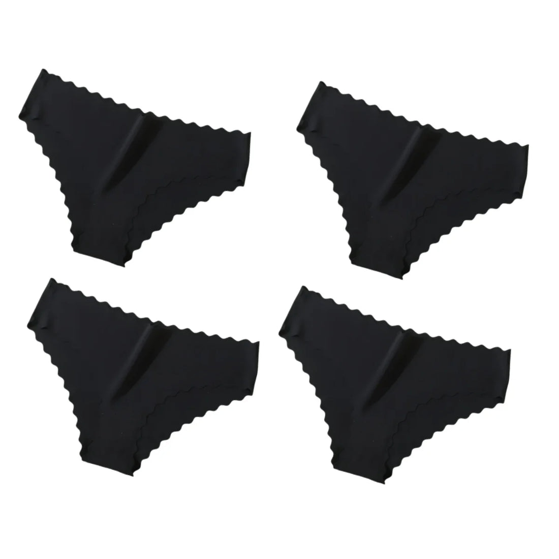 4Pcs/Set Ice Silk Mid-Rise Panties Women's Seamless Briefs Solid No Show Underwear Scalloped Edge Panties Sexy Lingerie XS-XL