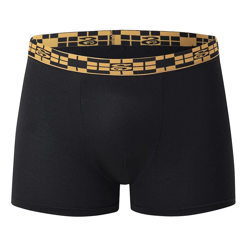 5-piece Set Of Men's Black Classic Elastic Waisted Underwear Quick Drying Comfortable Sporty Youth Trend Flat Corner Pants