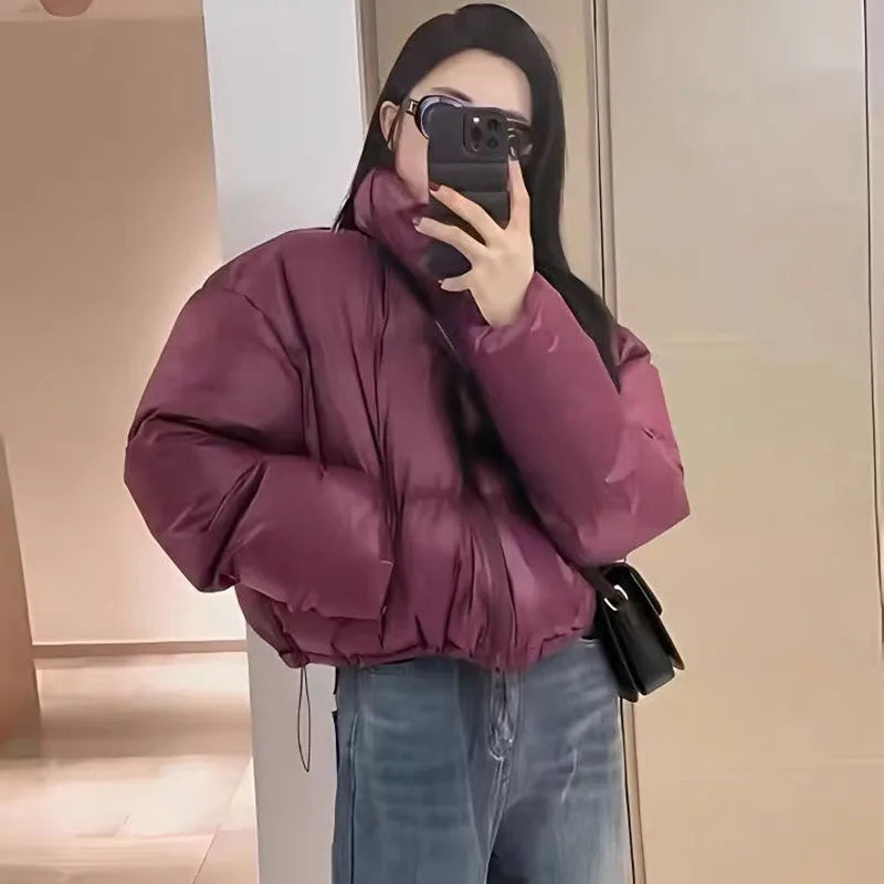 New Winter Thick Warm Short Parkas Women Fashion Black Puffy Coats Women Elegant Zipper Cotton Jackets Female Ladies Outwear ATFH