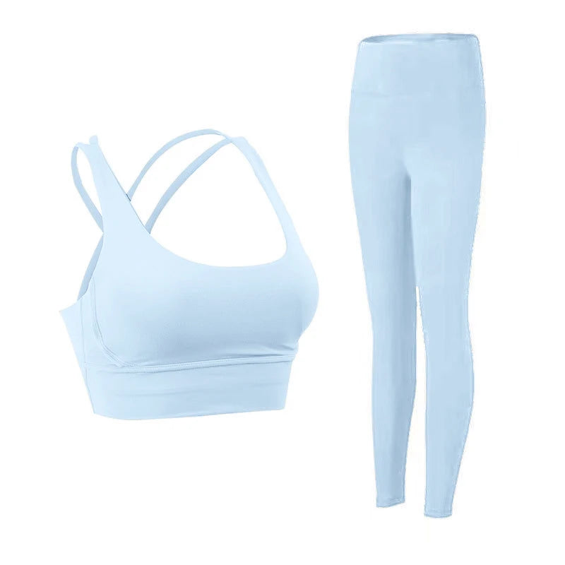 2 Piece Yoga Clothes Women's Tracksuit Athletic Wear Pilates Fitness Suit Gym Workout Push Up Clothes Sports Bra Leggings Suit - ATFH