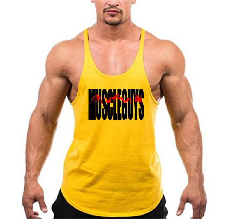 Mens Summer Sport Cotton Loose Stringer Singlet Sexy Casual vest Fitness Workout sleeveless Tank Top for Bodybuilding Training