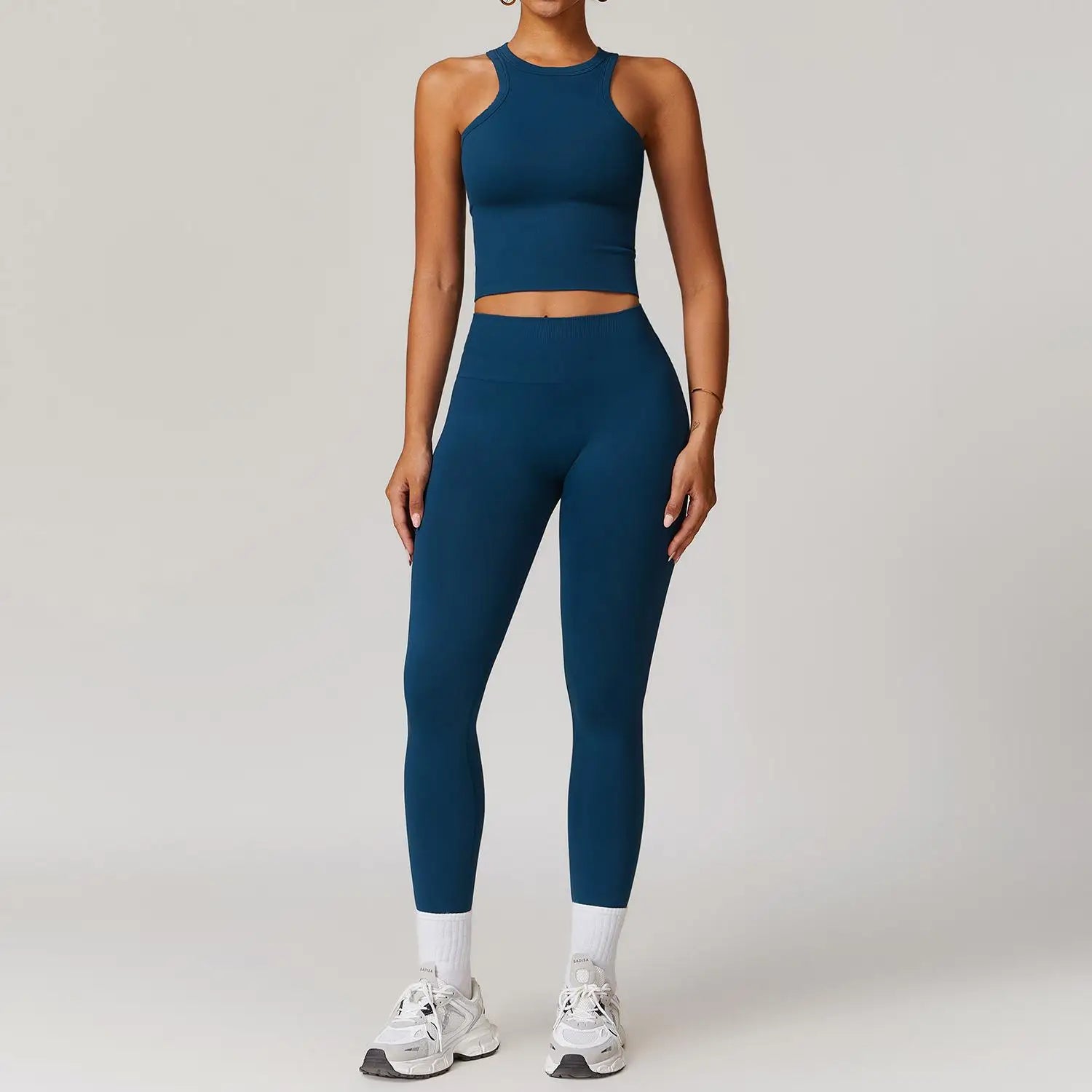 Seamless 2Pcs Yoga Pants Set Women Gym High Waisted High Support Fitness Leggings Push Up Seamless Edging Fitness Sports Bra ﻿ - ATFH