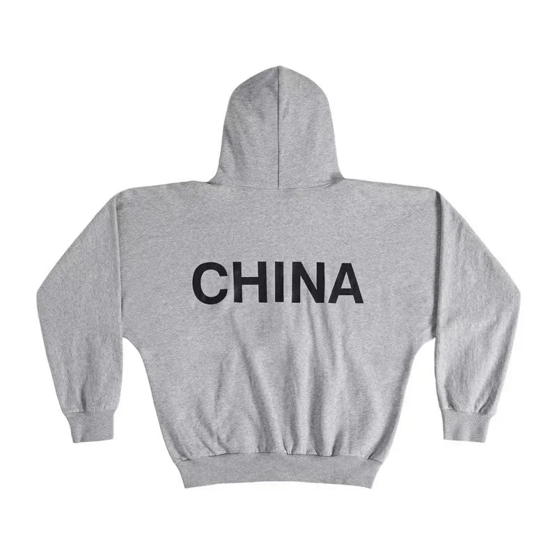Integrated Cutting Oversized Kanye West Vultures Zipper Hoodie Men Women Simple Letters Print Gray Coats Best Quality Cotton - ATFH