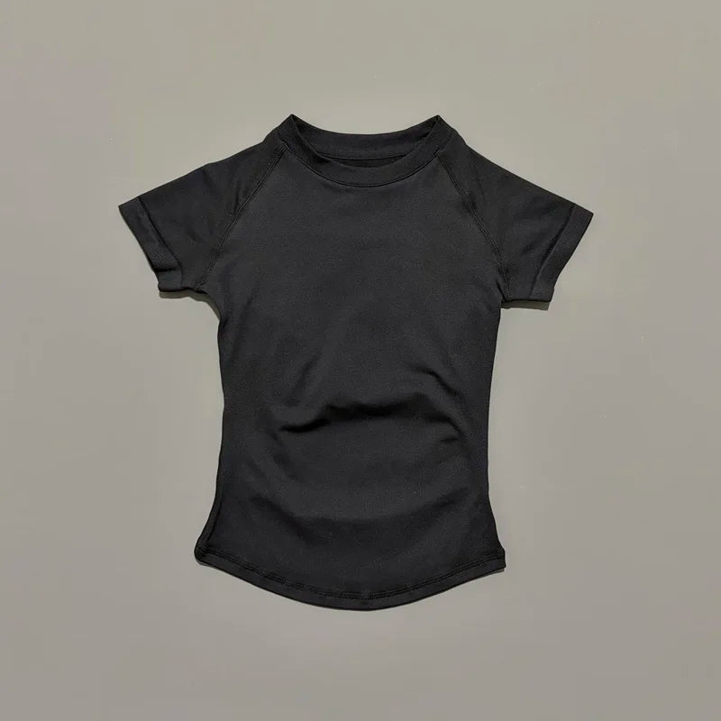 HISTELLO Sports Short Sleeve Top Seamless Yoga Leotard Clothing Women Gym T Shirts Workout Running Shirts Fitness Sports Vest - ATFH