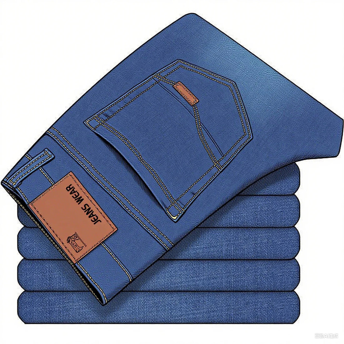 2025 men's fashion business jeans classic style casual elastic slim fit jeans men's denim pants black blue ATFH
