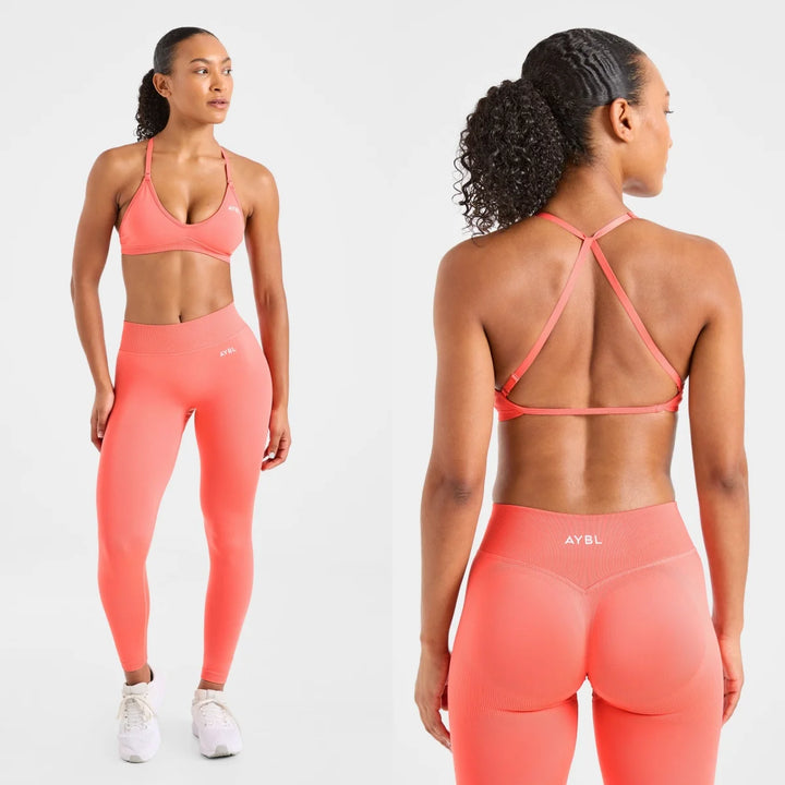 2 Pieces Set Adapt Seamless Strappy Sports Bra Leggings Set Yoga Fitness Set Women Workout Running Sports Leggings Gym Suit - ATFH